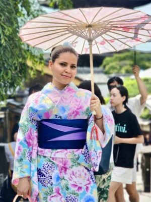 kimono with hair style / hair accessories / kimono bag / kimono shoes